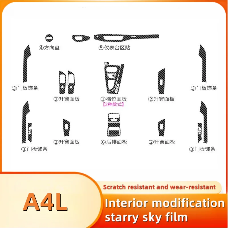 For Audi A4L 2009-2024 Starry Sky Film Interior Modification Central Control Instrument Screen Protective Film Car Interior