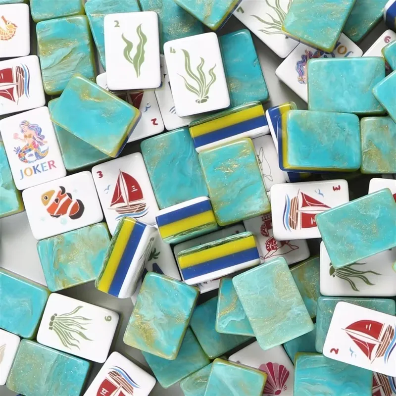 Large stock, delivery within 7 days, Coast Paradise Mahjong game set, with mermaid clown and shell set design