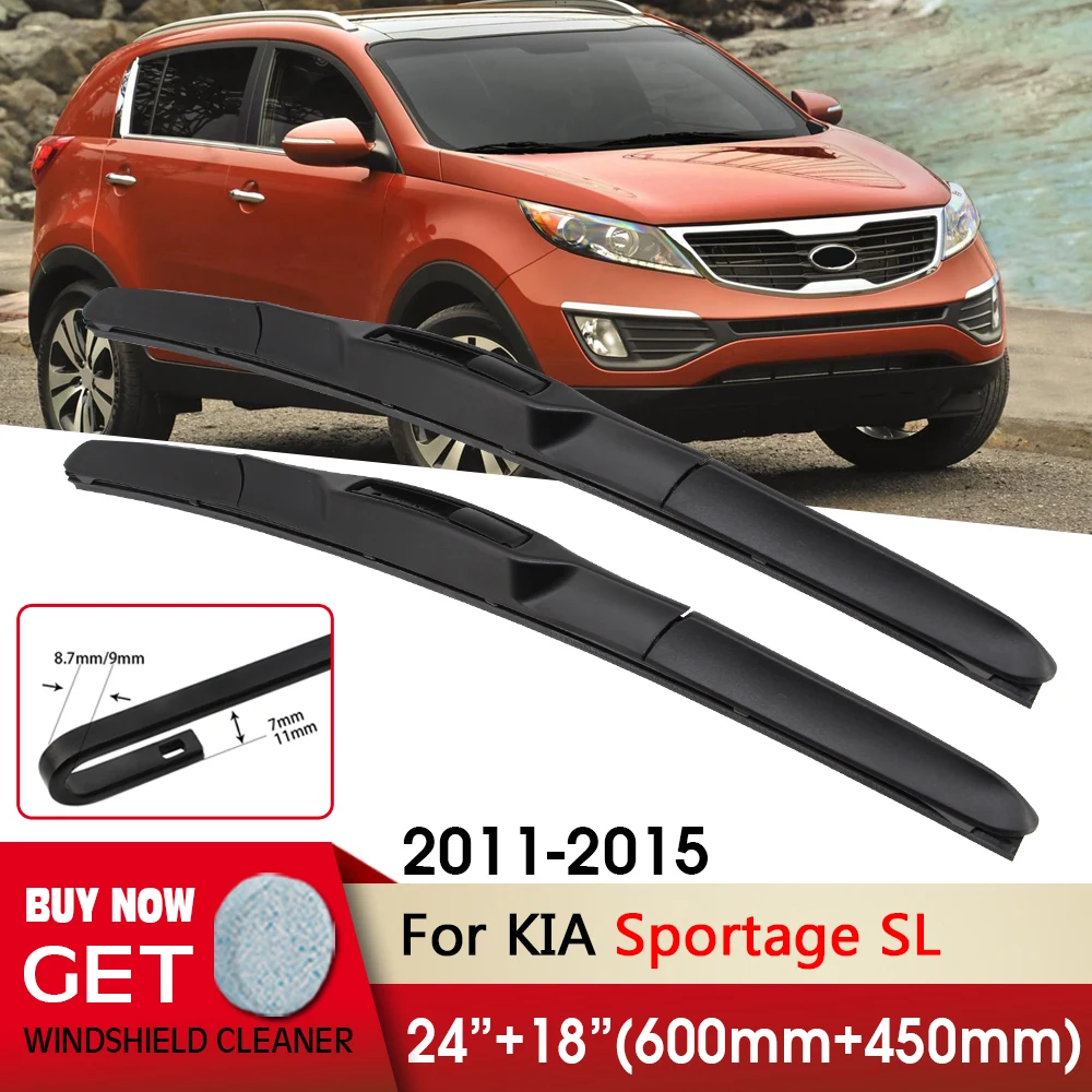 

Car Wiper RHD & LHD Front Wiper Blades 24"+18" For Kia Sportage SL 2011-2015 Fit U Hook Arm Windshield Windscreen Front Window