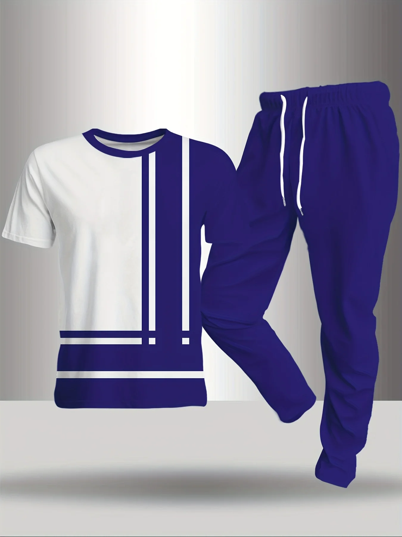 بدلة رجالية صيفية جديدة لعام 2025 مع طباعة مربعات ثلاثية الأبعاد كاجوال عصرية وناعمة ومريحة