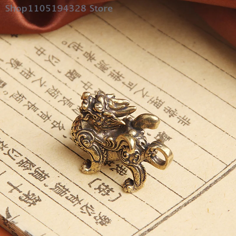 [FN] تمثال تمثال كيلين النحت الثروة النحاس ديكور الازدهار جيد ياو الصينية بي حلية كيلين التنين الحظ الحيوان فنغشوي