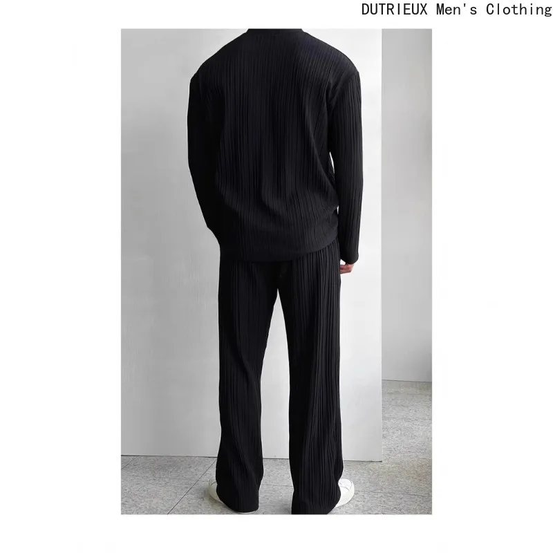 Business Casual Oversized Long-sleeved Shirt and Pants Suit, Autumn Loose-fit Men's Two-piece Set, Soft Comfortable Men's Outfit - Image 6
