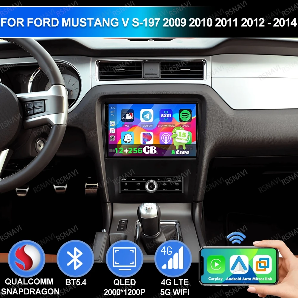 

Android 15 For Ford Mustang V S-197 2009 2010 2011 2012 - 2014 QLED Multimedia Qualcomm Car Radio Head Unit AUTO GPS DSP 4G LTE