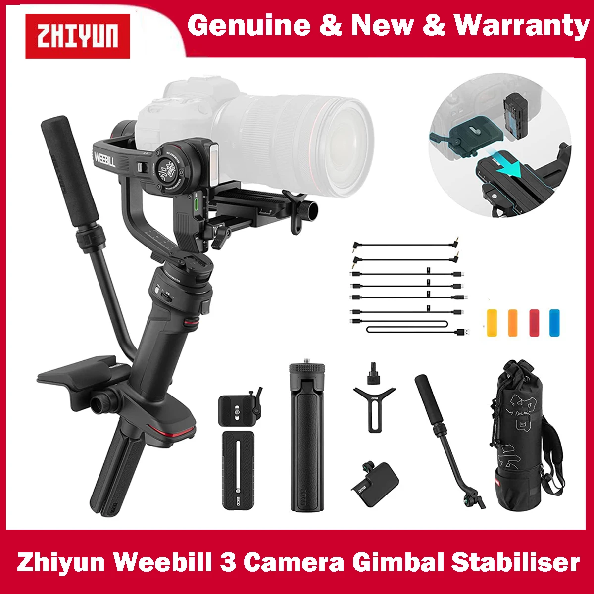 Zhiyun Weebill 3 S 3-Axis Professional Video Gimbal Stabilizer for Sony Nikon Canon Panasonic LUMIX DSLR Mirrorless Cameras