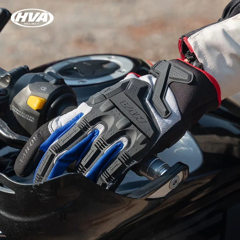

HVA Fabric Motorcycle Riding Gloves Men Breathable Full Finger Touchdcreen MX Racing Glove with Mesh Motocross Motorbike Guantes