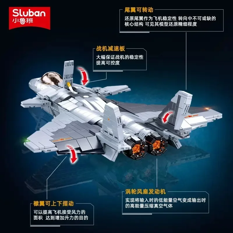 Sluban serie militare Building Blocks Stealth Fighter 2-in-1 modello fai da te ragazzo giocattolo educativo Puzzle modello auto regalo di mattoni di compleanno