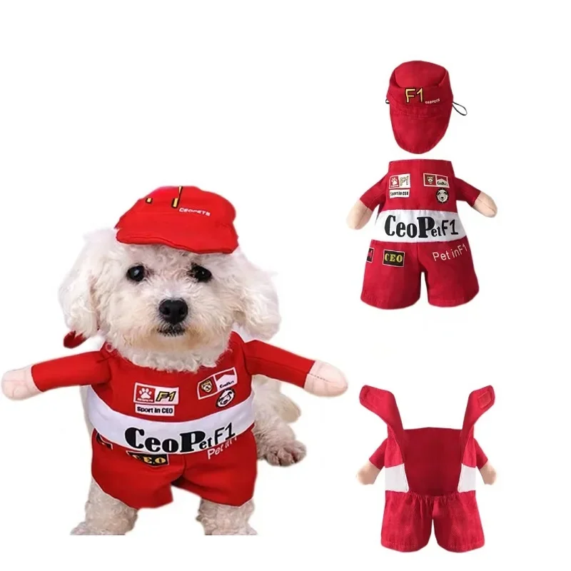 

Pet clothes Dog transform into a race car driver upright drag autumn/winter cotton teddy than panda cat clothes