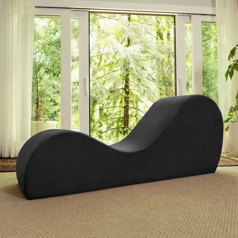 

Sleek Chaise Lounge for Yogai Thefor Stretching, Relaxation, Exercise & More, 60D x 18W x 26H Inch, Black