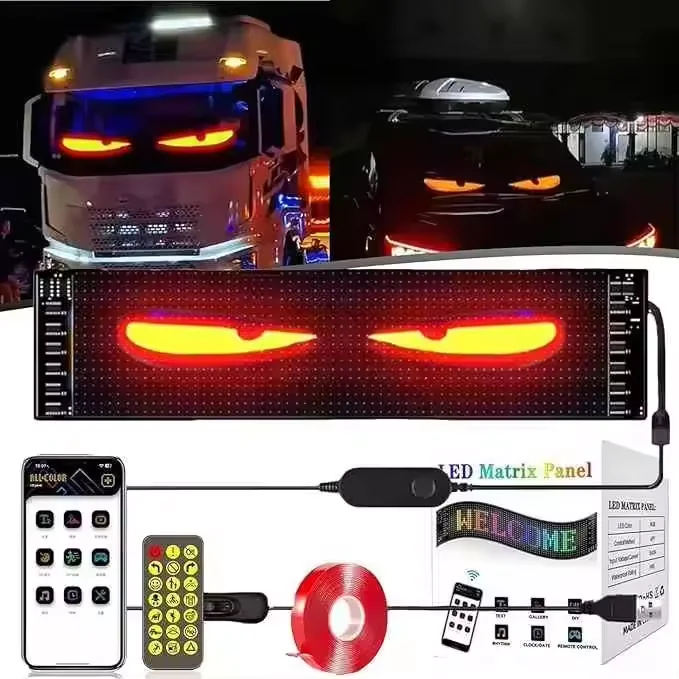 DIY LED matrix pixel panel, RGB animation programmable car and truck advertising sign light application control,