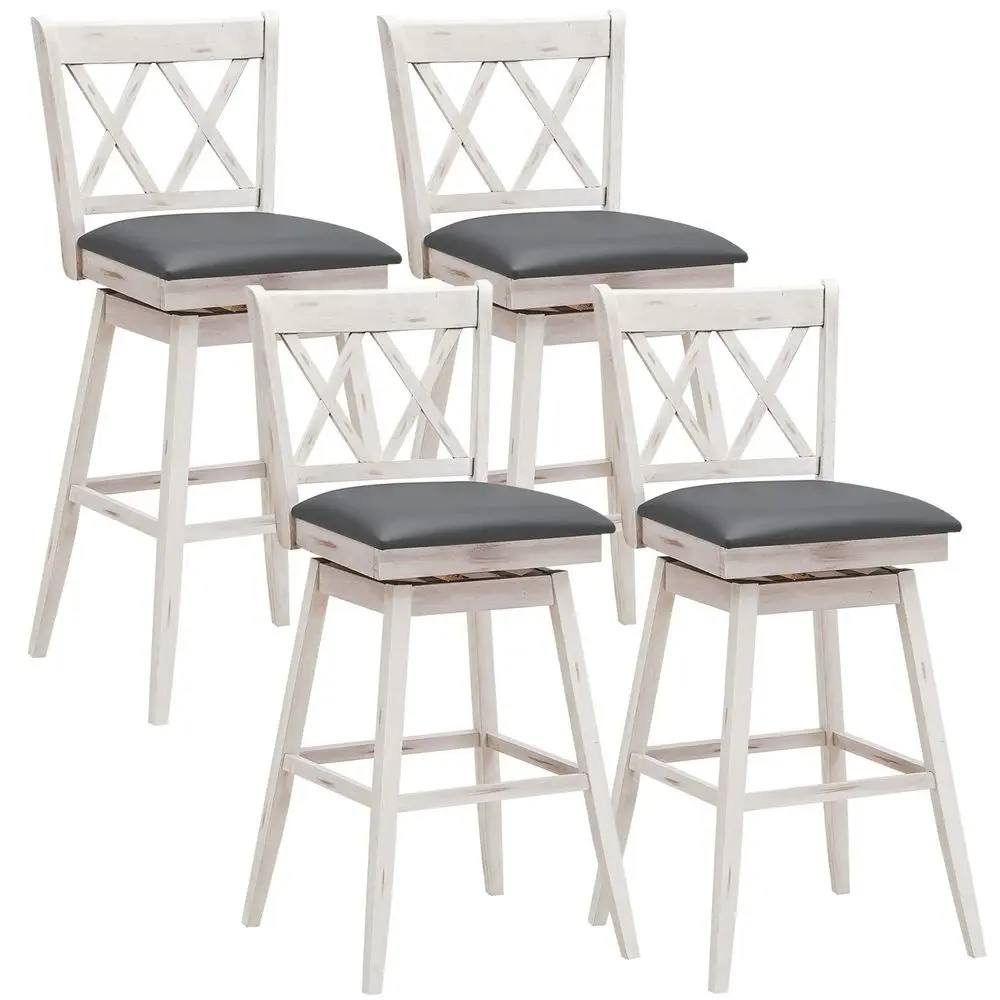 

Bar Stool Set of 4, 360 Swivel Bar Height 29.5 inch Bar Stool with Foot Rest Upholstered Cushion amp Ergonomic Backrest, Sturdy