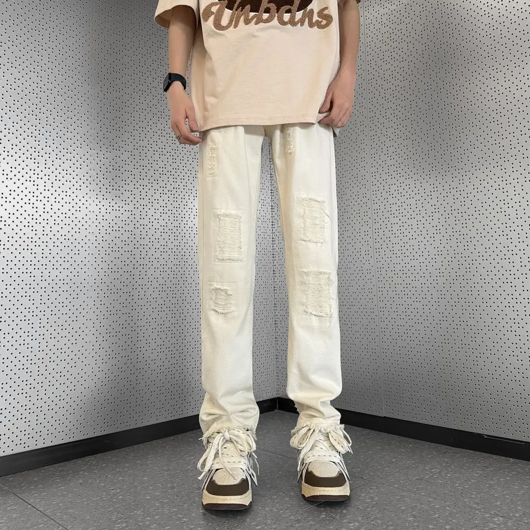 2023 Y2k Hip Hop Jeans Men Streetwear Fashion Baggy Jeans Man Cross Denim Pants Men Youth Trousers Cargo Pants Punk Clothing