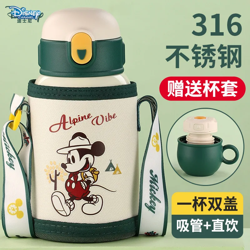 

Disney Mickey Mouse Mickey Children's Thermal Mug Food Grade 316 Water Mug Elsa Kindergarten Baby Portable Straw Cups