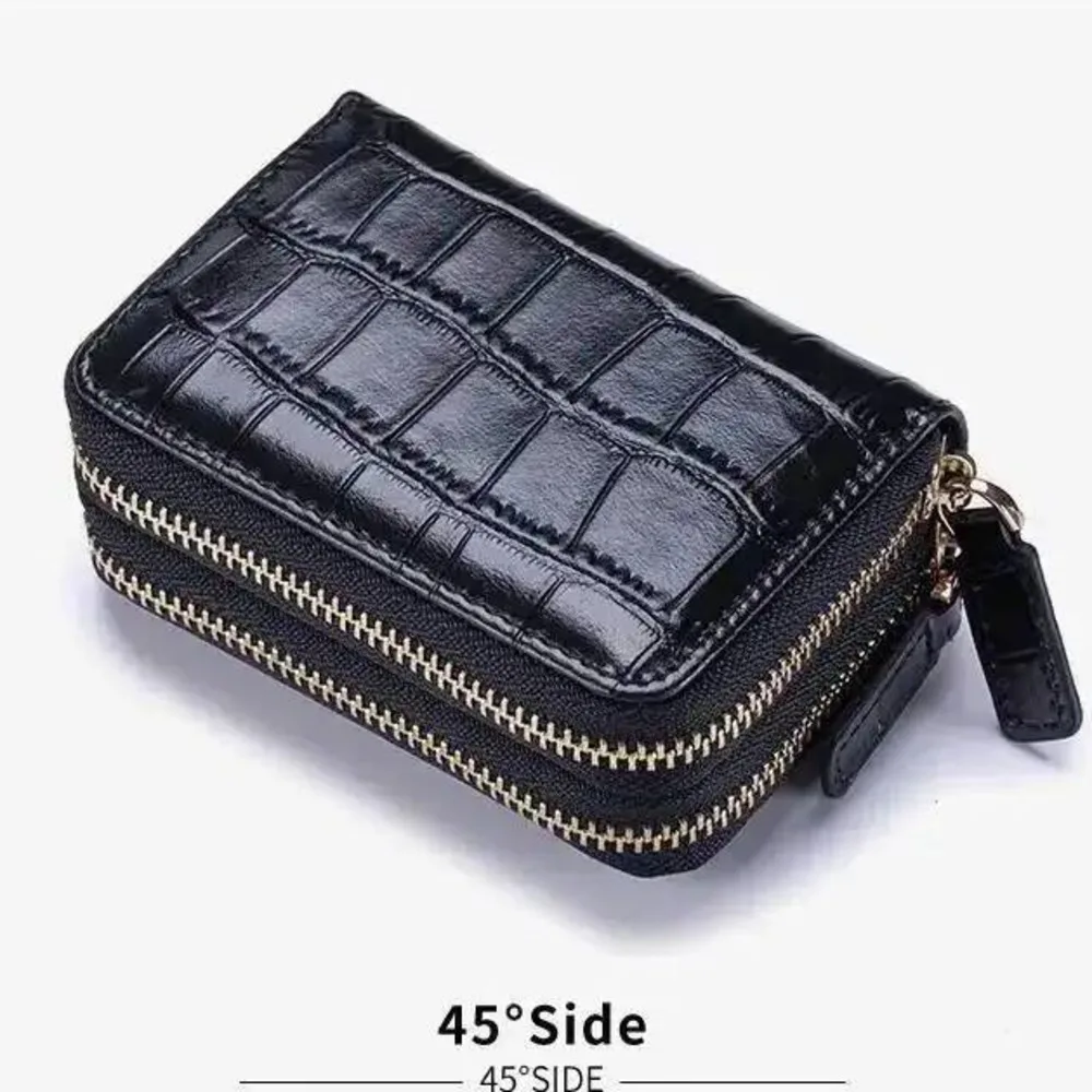 New Woman Wallet Card Holder Lady Coin Purse RFID Women Storage Bag Crocodile-patterned Double-layer Zipper Multi-card Coin Bag