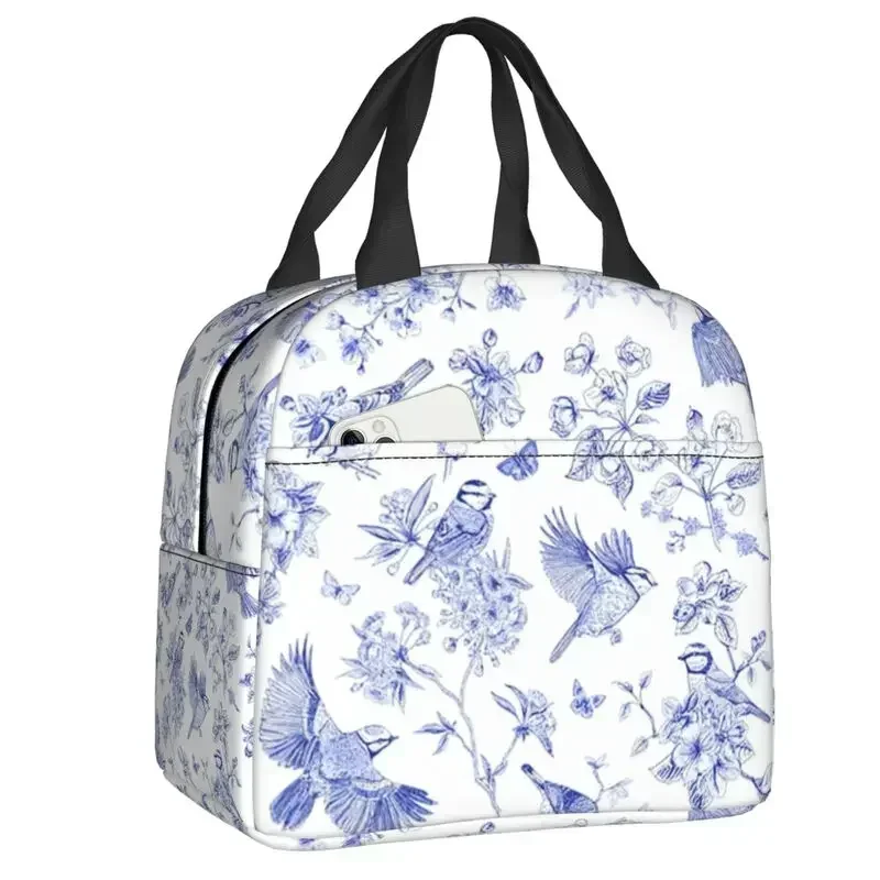 

French Toile De Jouy Inspired Pattern Lunch Box Women Cooler Thermal Food Insulated Lunch Bag School Children Student Tote Bags