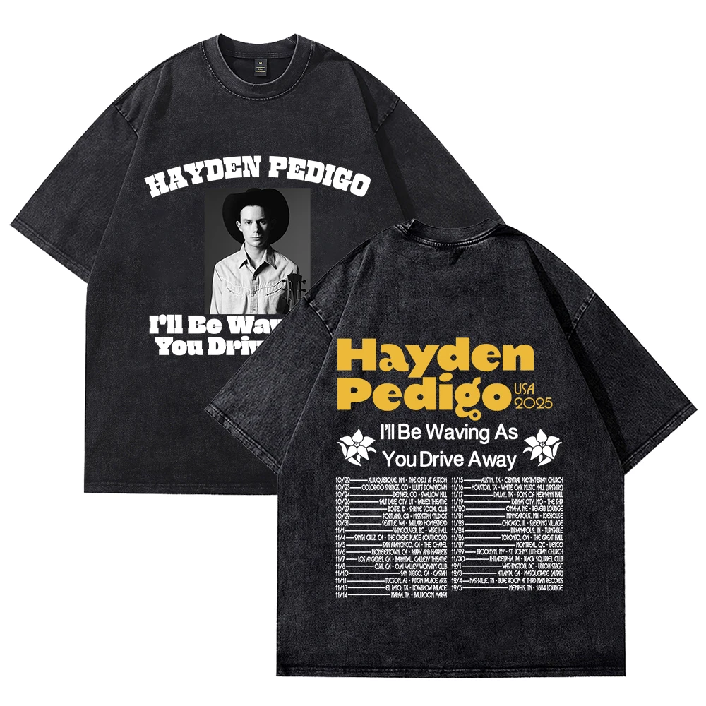 

Hayden Pedigo USA Tour 2025 T-shirts Merch Unisex Vintage Cotton Wash Tees Short Sleeve O-neck Tops