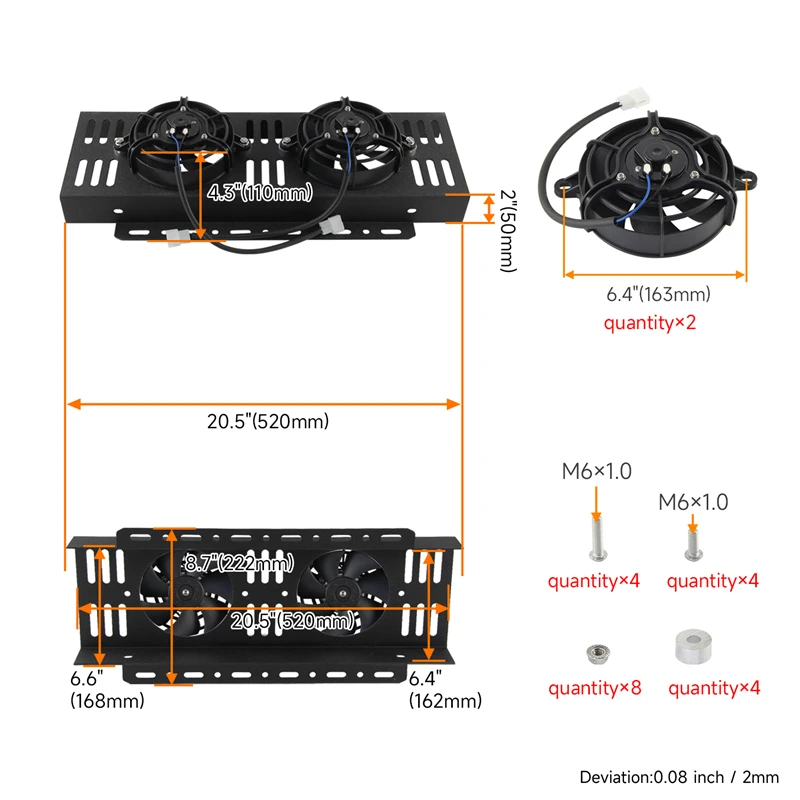Black Universal Large Dual Pass Bar&Plate Durable Oil Cooler fan cover with Bis- 2×5.5