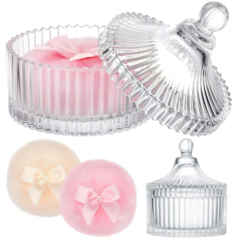 

3 Pack Large Body Puffsand Containers Powder Containers With Bubble Puffscrystal Containers Soft