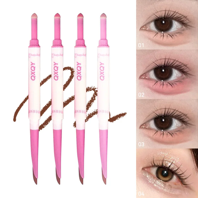 QXQY 초승달ダブルヘッド愛ペン、スポンジヘッドシャドウシャドウ生理メイクアップで自然な感触を与え、初心者でも完璧なアイメイクアップを実現