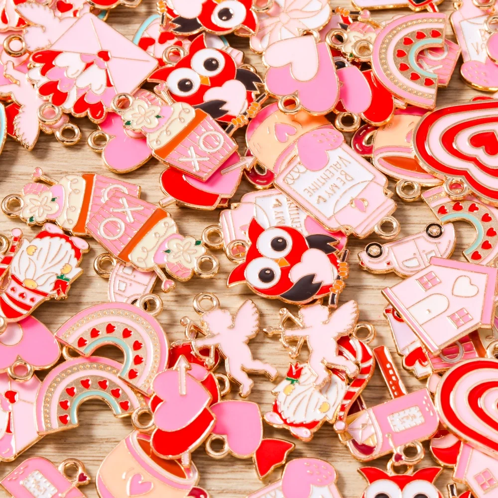 

Tusember 10pcs Enamel Romantic Valentine's Day Charms Red Love Heart Pendants for Necklaces Earrings Bracelets Jewelry Making