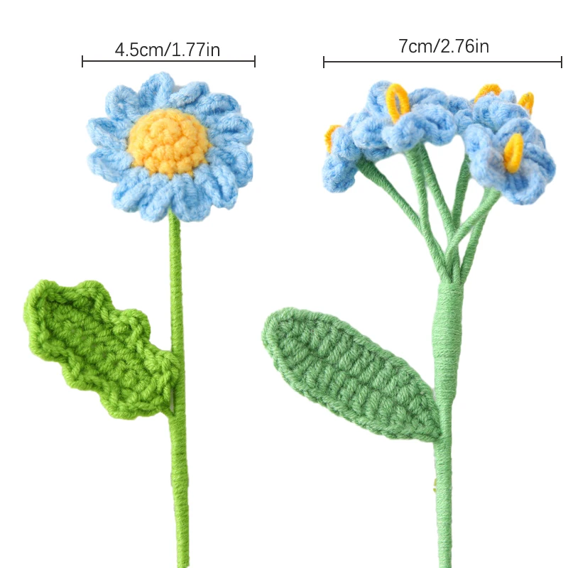 Forget Me Not Bouquet Hand-woven Fake Flower Simulated Daisy Wedding Party Decor Hand-Knitted Crochet Table Ornament