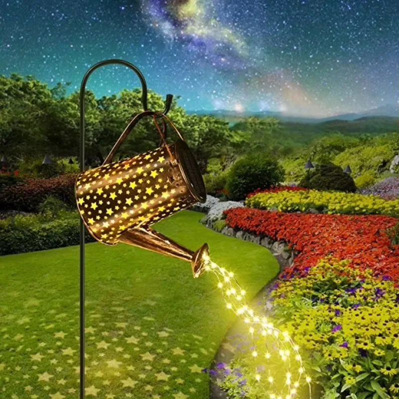 Solar Watering Can with 90 LED Lights Waterproof Large Metal Hanging Lantern Outside Solar Lights Outdoor Garden Decor