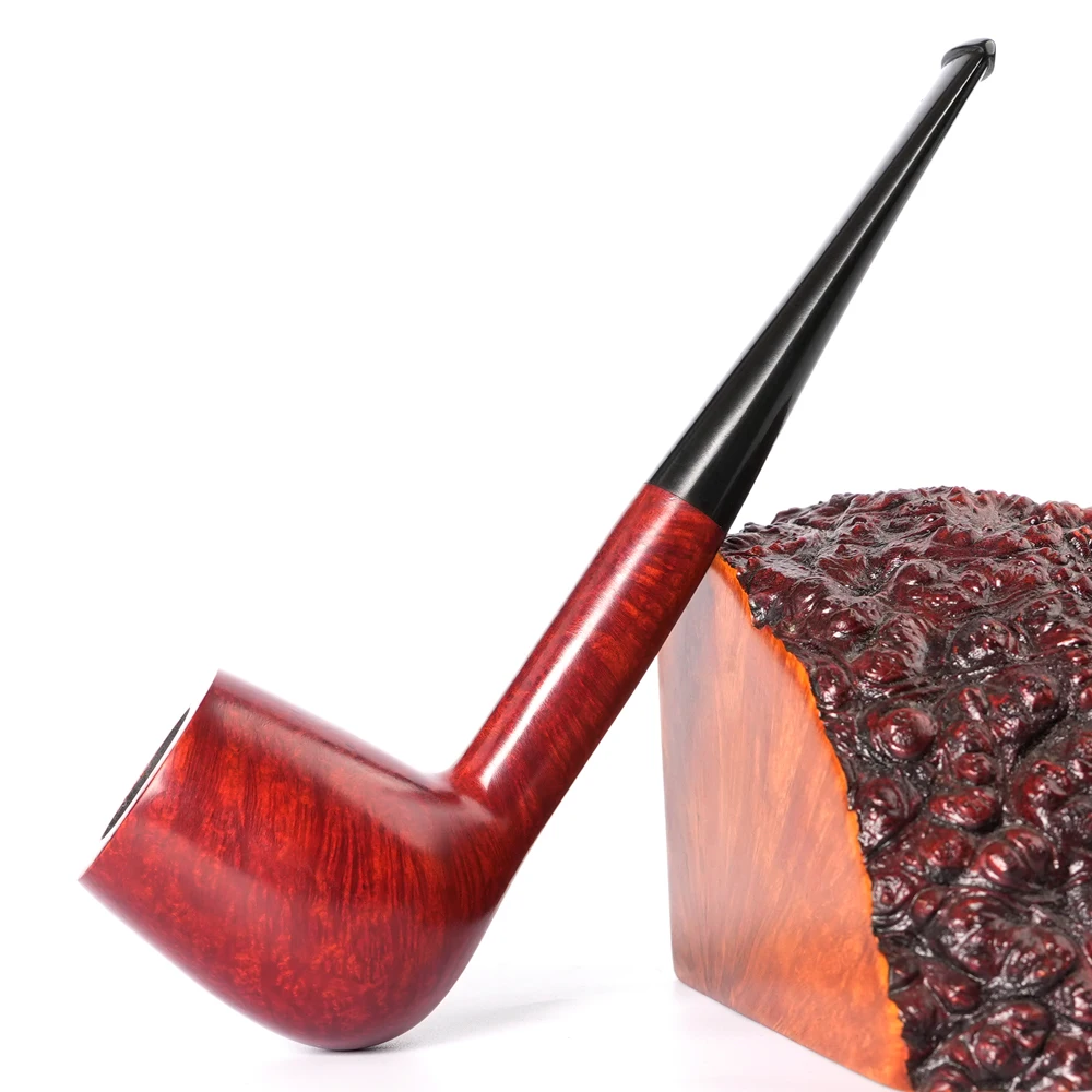 

JIBILL Handmade Briar Tobacco Pipe Straight Handle Billiard Pipe Father's Day Gift 3mm Pipe Channel Long Reading Church Pipe