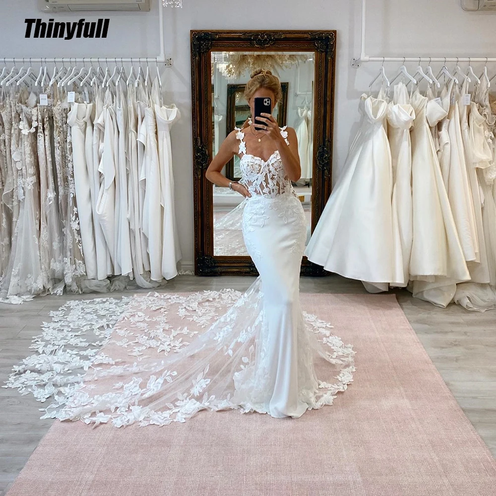 

Thinyfull A-line Tulle Wedding Dress Spaghetti Straps Sweetheart Lace Appliques Wedding Dress 2024 Bridal Gown Robes De Soirée