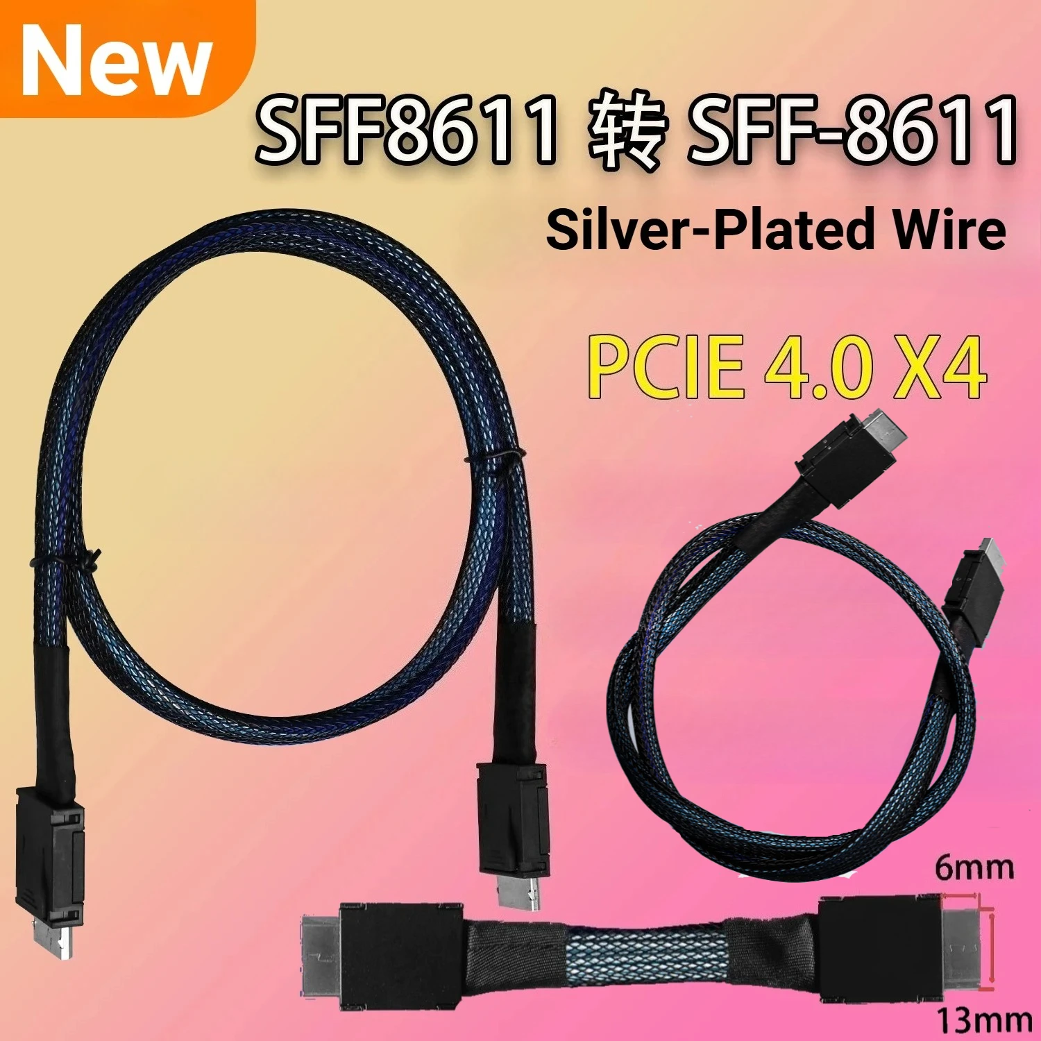 

PCIE 4.0 X4 GEN4 Oculink 4i Удлинительный кабель SFF-8611 — SFF 8611 Линия передачи данных GPU SSD Сервер OCuLink 4X посеребренный провод