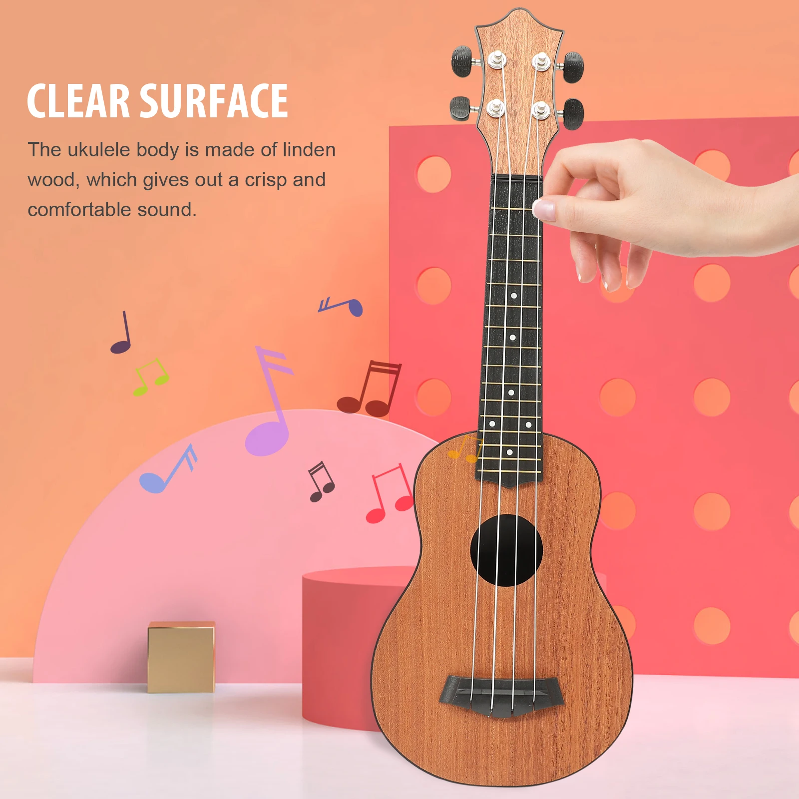 

21 Inch Ukulele Four String Kids Guitar Wood Instrument Safe Children Beginner Music Soprano Concert Fret Board