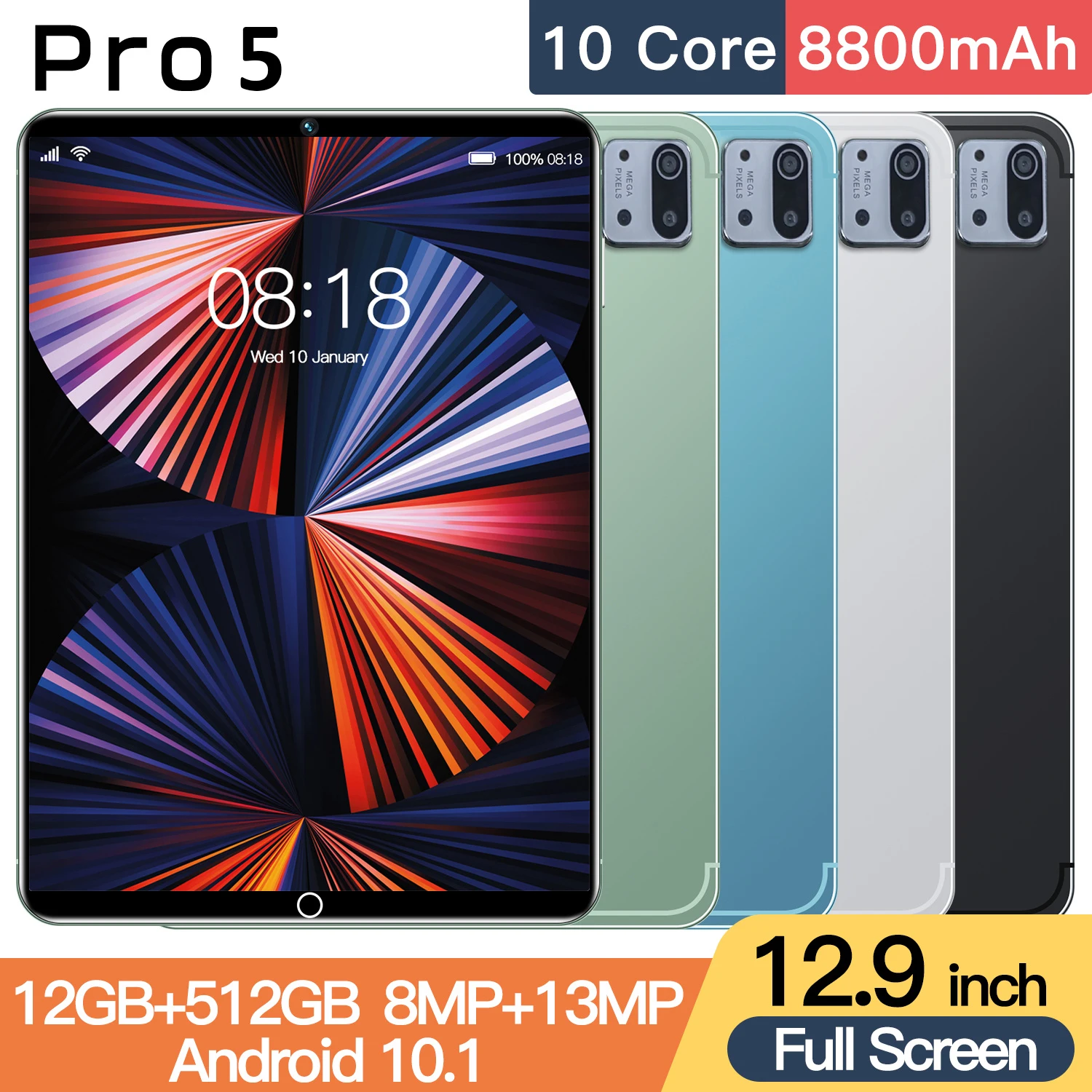 

10,1-дюймовый Планшет X6 Pro, Android 10, 16 ГБ + 2024 ГБ, 12,9 мАч, две SIM-карты, 10 ядер, Bluetooth