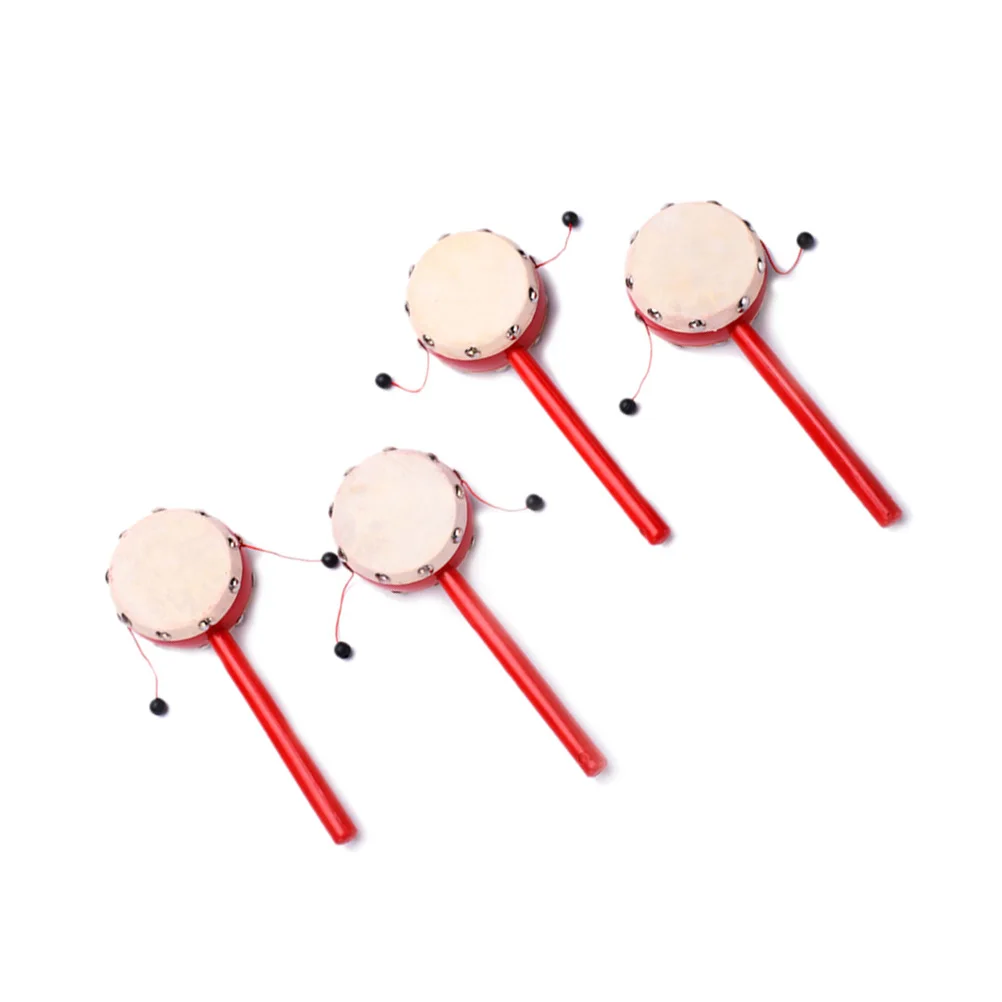 2 pièces hochet tambour jouets Instruments enfants Musical bébé main tambours pour tambourin en bois bambou