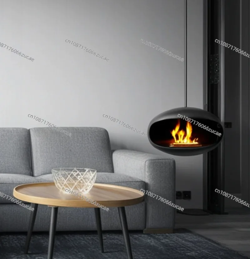 Creative Hanging Fireplaces Living Room Porch Real Fire Fireplace Nordic Home Heating Decoration Designer Iron Art Heating Stove