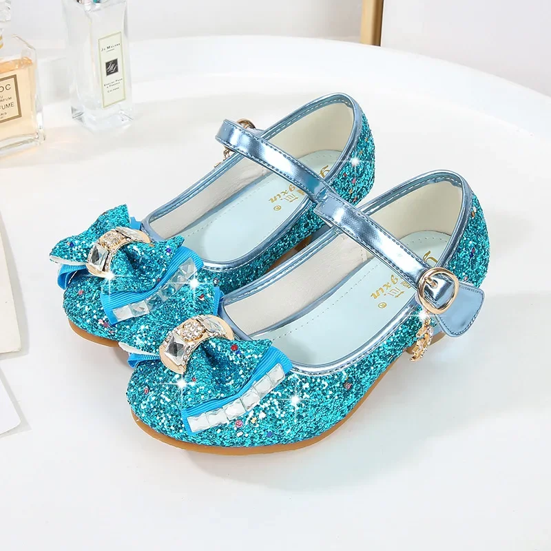 

Children's Leather Shoes Luxury Elegant Sequins High Heels for Girls Fashion Wedding Party Kids Princess Wedding Single Shoes