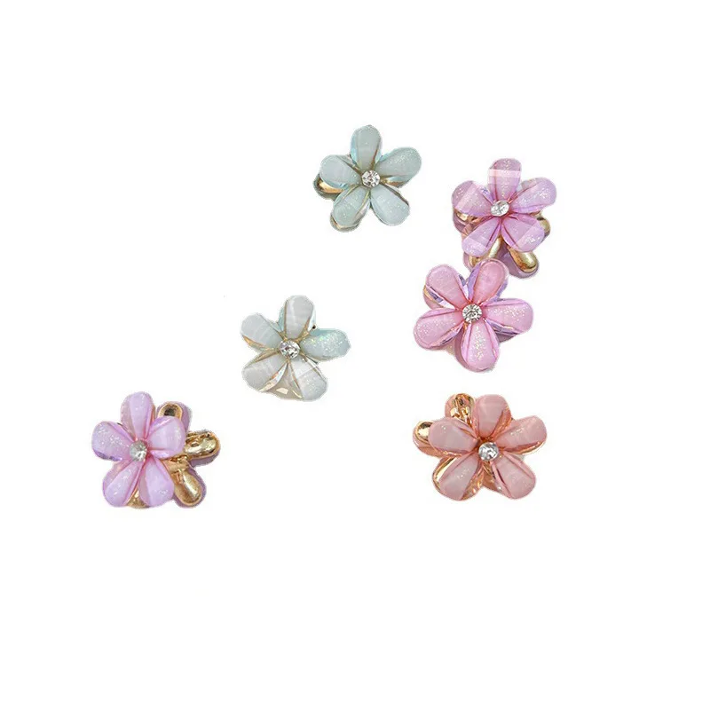 10 قطعة مشبك شعر على شكل زهرة كريستال مشبك شعر من سبائك حجر الراين مناسب لملحقات تصفيفة الشعر بمشبك جانبي للصيف الحلو للفتيات