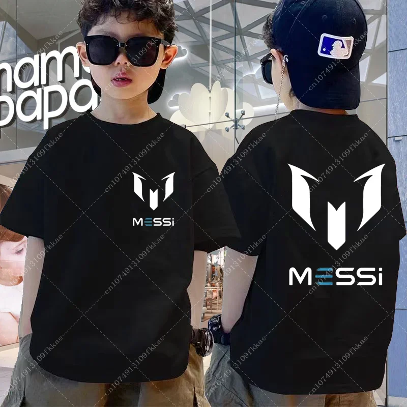 Messi Printed Children's Clothing Summer Cotton Kids T-shirt Boys Girls Casual Short-sleeved Fashion Black Shirts Sportswear Top