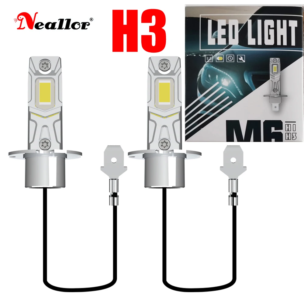 

2 шт. светодиодные противотуманные фары H3 PK22s, сверхъяркие, мощные, 12 В, фары головного света, высокомощные лампы, без адаптера, для автомобиля, турбо-диод, белые, для мотоцикла