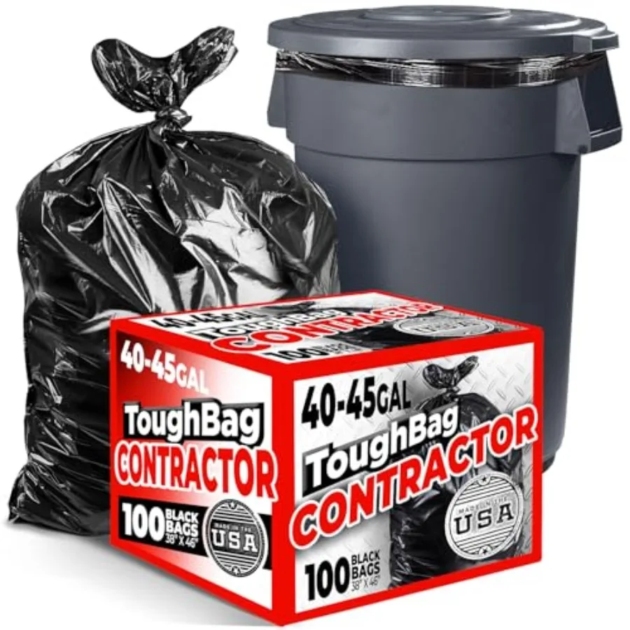 

40-45 Gallon Trash Bags Heavy Duty - 39, 40, 42, 44 Gallon Trash Bags for Contractors, Commercial, Home, Kitchen - Made in USA