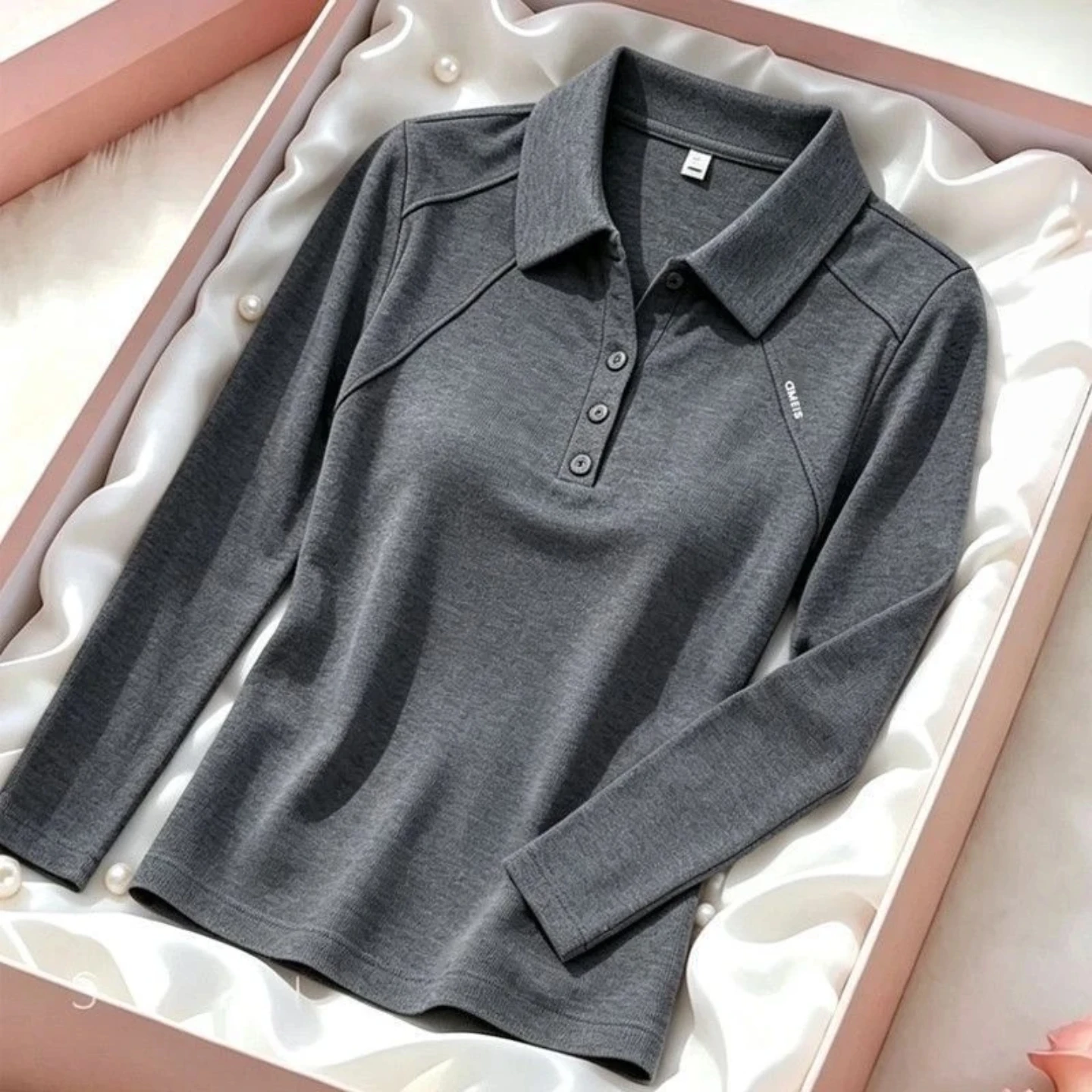 95 Cotton Long Sleeve Pure Color  Shirt Women's Spring Autumn Style Commute Fashionable Top Breathable Sweat Absorbent