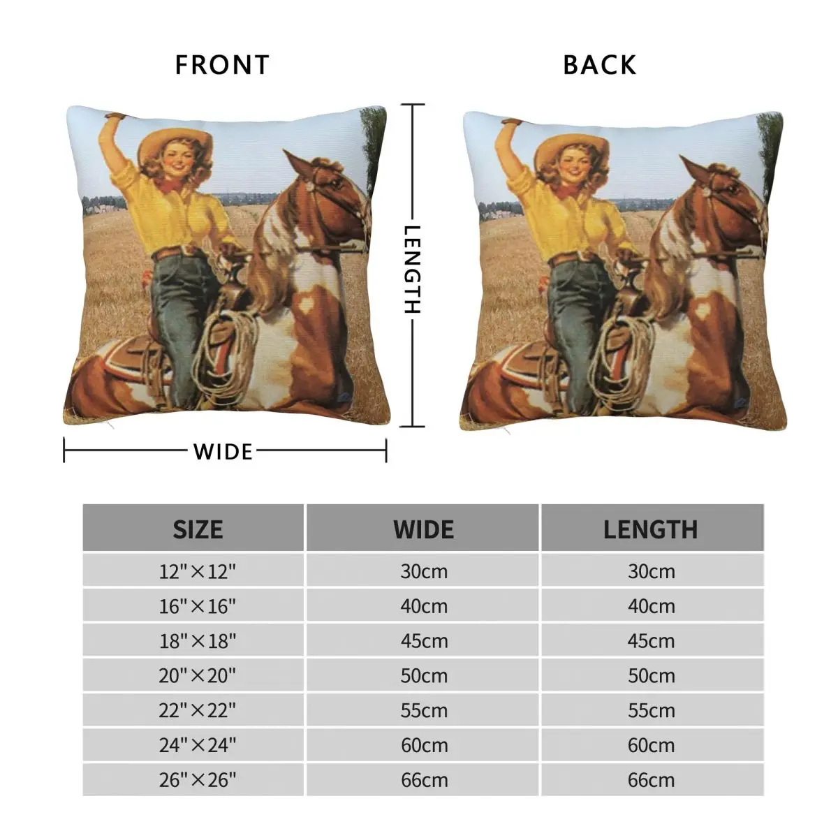 Western Cowgirl On Horse In Hay Field Pillowcase Polyester Linen Velvet Pattern Zip Decor Home Cushion Cover
