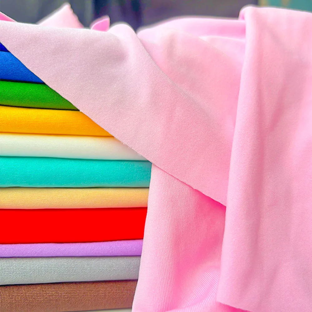 50x165cm cor sólida 4 vias estiramento jérsei tecido para diy costura vestido têxtil roupas esportivas camiseta lenço de cabeça e decoração de casa