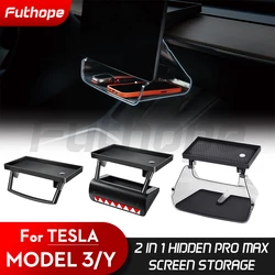 Futhope 2in1 Hidden Pro Screen Storage Box For 2018-23 Tesla Model 3 Y Magnetic Magsafe Hidden Large Space Storage Tissue Box