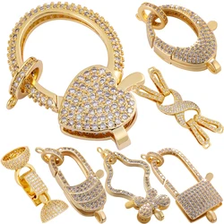 Juya 18K Real Gold Plated Decoration Fasteners Lock Clasps Accessories For DIY Needlework Natural Stone Pearl Jewelry Making