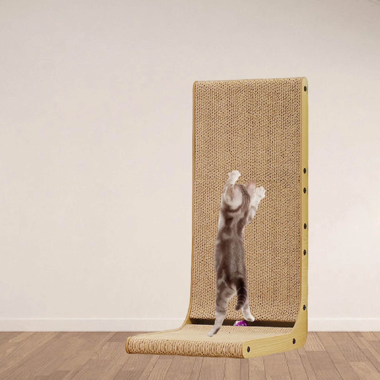 L-förmiges vertikales Sofa-Kratzbrett aus Holz, abnehmbar, verschleißfest, kratzfest, Katzenkratzbrett, Haustier, Katzen, lustige Spielzeugmöbel