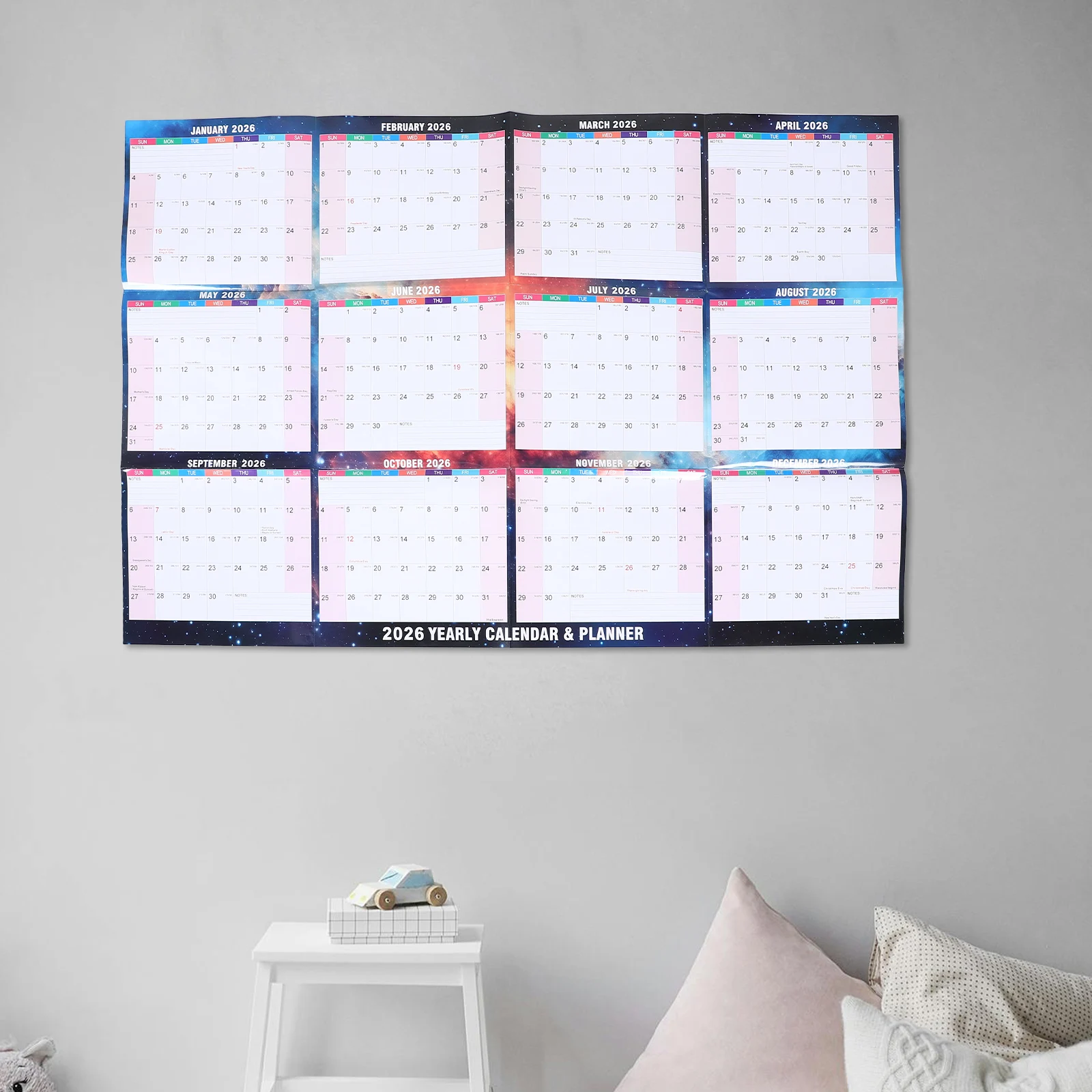 

Erasable Calendar Beautiful Family Wall Planner Aesthetic Paper Home Office Hanging