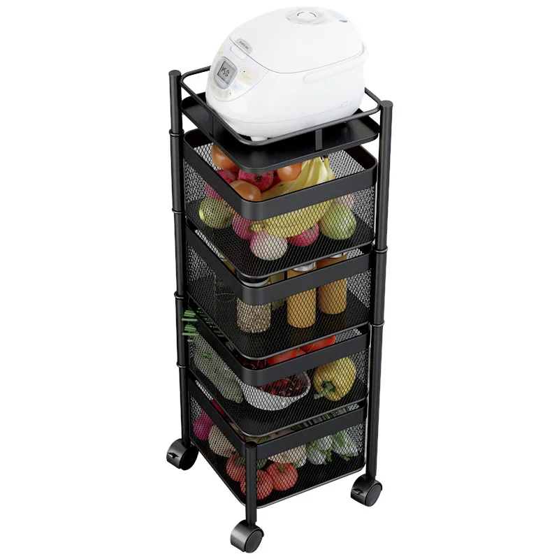 square Floor Type 2/3/4/5 Rotating Fruit Organization Kitchen Vegetable Storage Baskets Kitchen Storage Rack