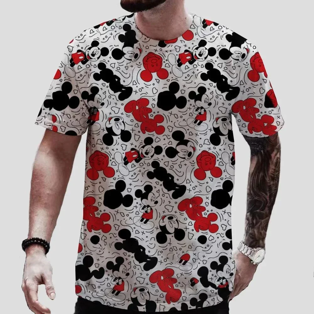 

Летняя мужская и детская футболка с Микки Маусом Disney, детская одежда с короткими рукавами с героями мультфильмов, повседневные топы, футболки, уличная модная одежда