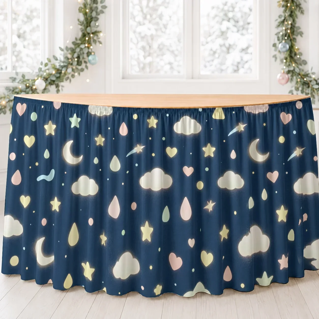 tableskirt - Dream Starry Sky - Clouds - Heart Shape - Stars - Birthday Party - Summer - Autumn - Halloween - Christmasxzj