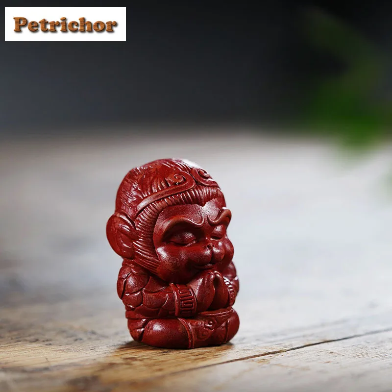 Yixing Zisha Qitian Dasheng Sun Wukong té mascota hecho a mano exquisitas miniaturas té estatuilla jugar juguetes estatua de té adornos artesanales