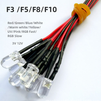 20pcs lot 20cm Pre Wired 3mm 5mm 8mm 10mm  LED Light Lamp Bulb Prewired Emitting Diodes For DIY Home Decoration DC12V