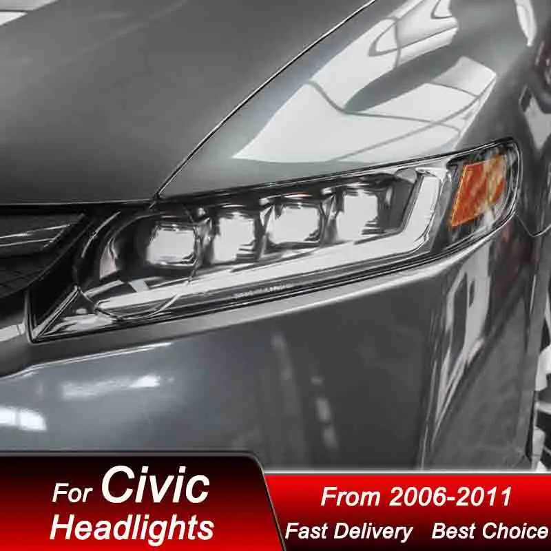 

Автомобильный Стайлинг фар для Honda Civic 8G 2006-2011, новый стиль, полностью светодиодные фары в сборе, обновленный комплект аксессуаров для линз проектора